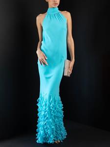 Catherine Regehr spiral-hem gown - Blauw