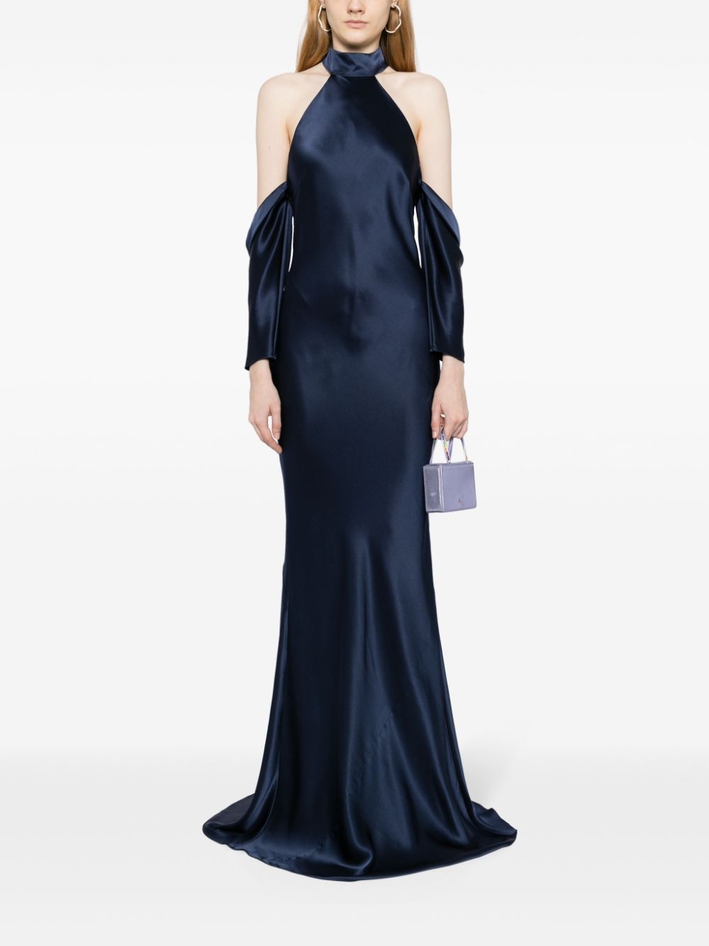 Michelle Mason Maxi-jurk met halternek - Blauw