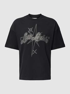 Low Lights Studios T-shirt met label met strass-steentjes, model 'Stargaze Rhinestone'