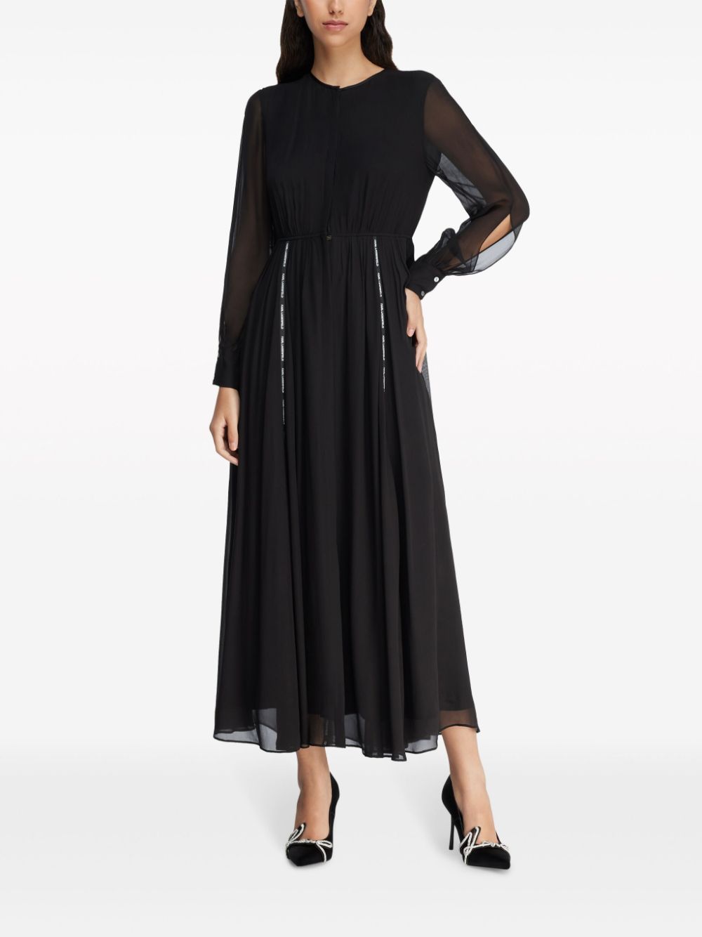 Karl Lagerfeld Maxi-jurk met logoband - Zwart