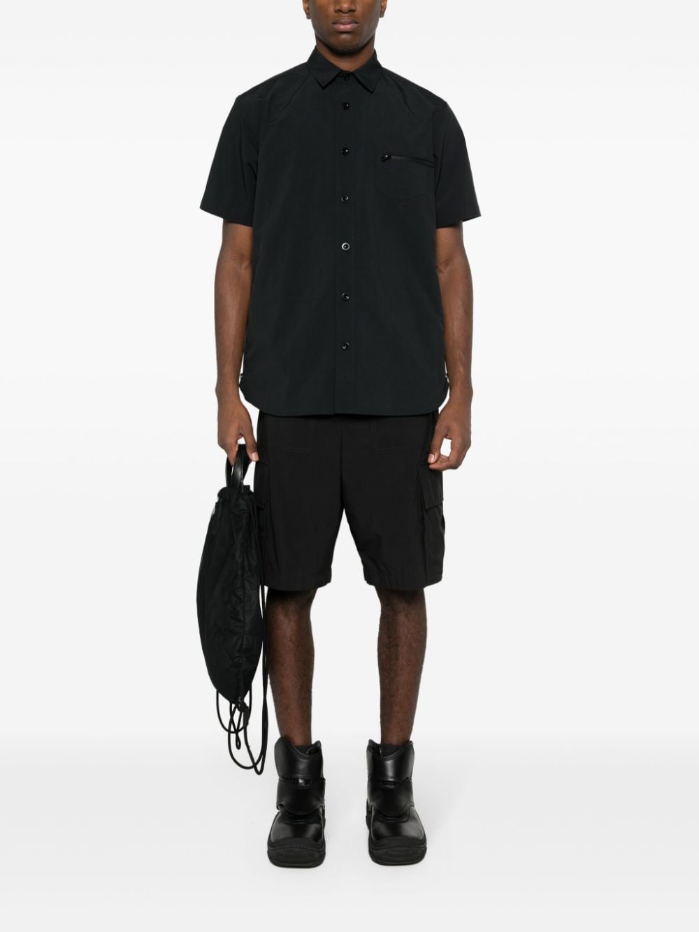 Sacai zip-vents taffeta shirt - Zwart