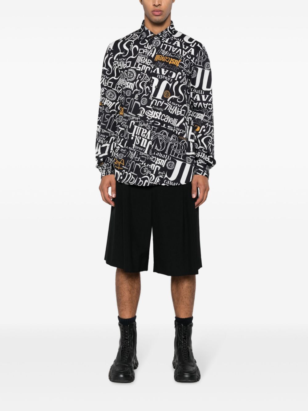 Just Cavalli Overhemd met logoprint - Zwart