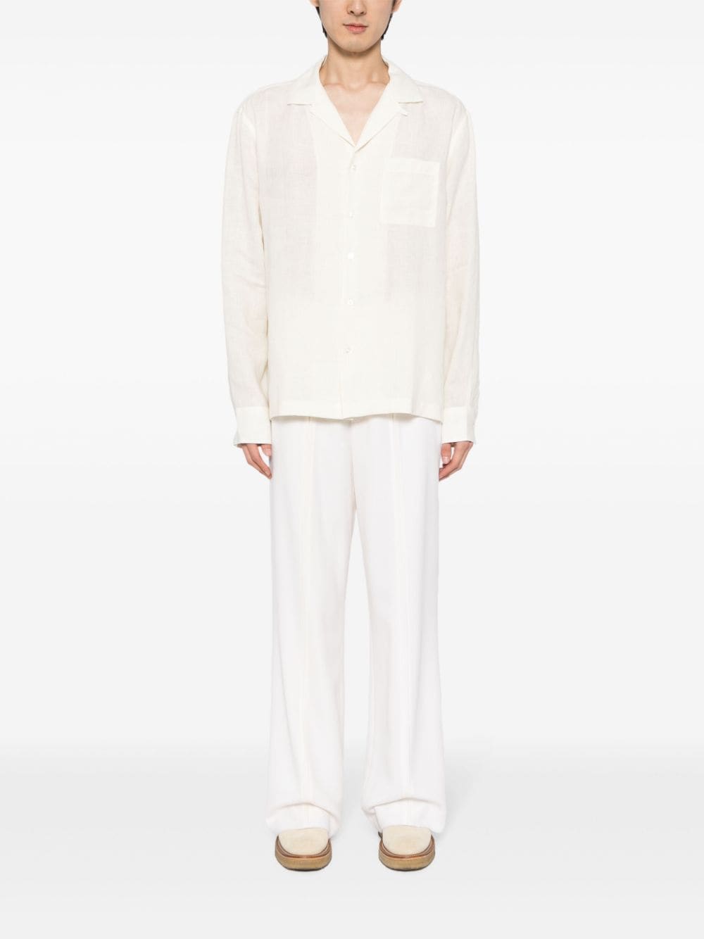 Lardini long-sleeve linen shirt - Geel