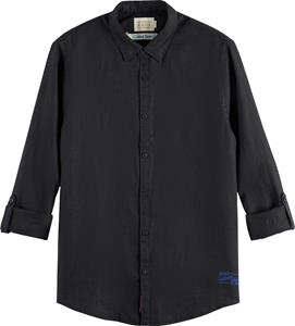 Scotch & Soda Linen shirt with roll-up black