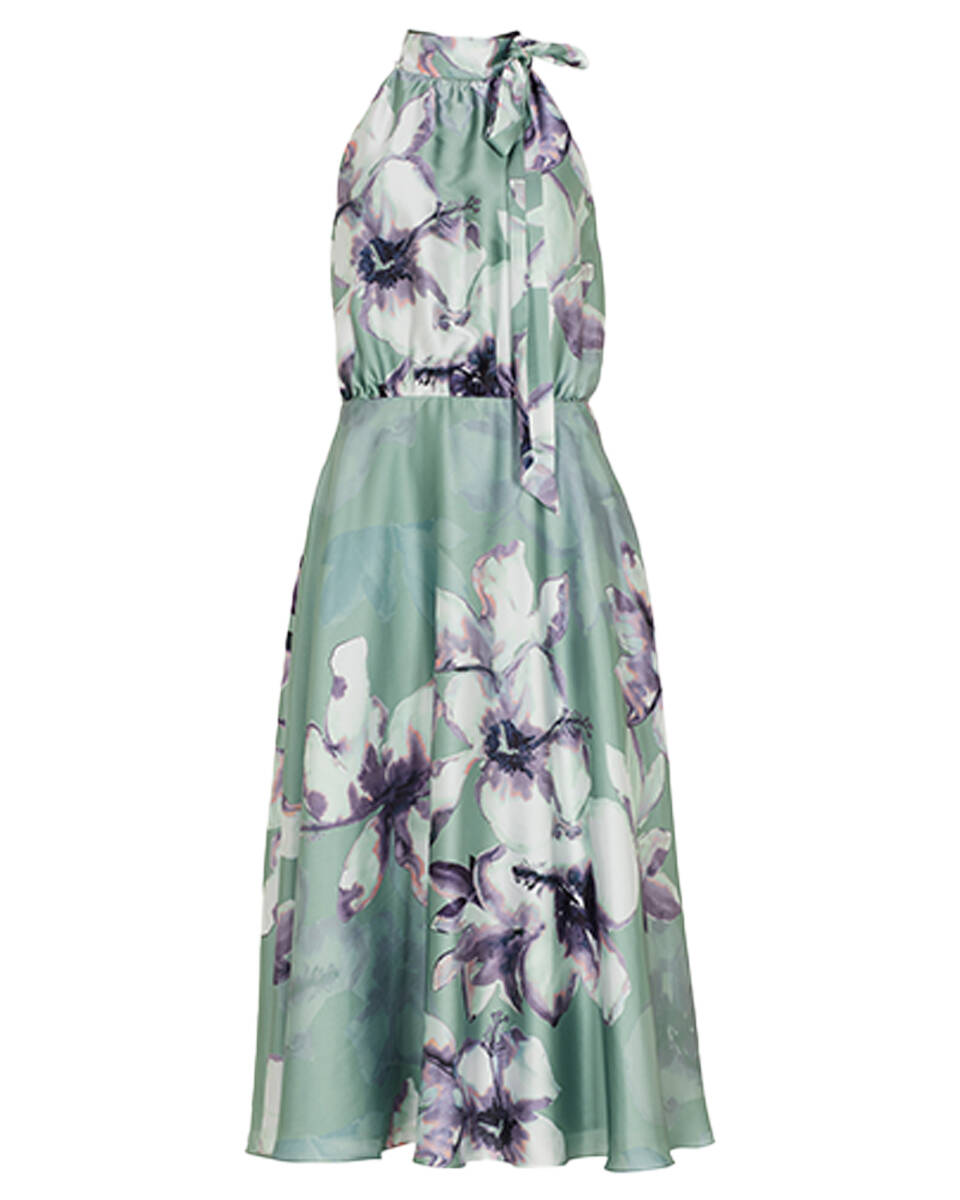SWING Midikleid - Kleid - Blumenkleid aus Satinchiffon - Satinkleid