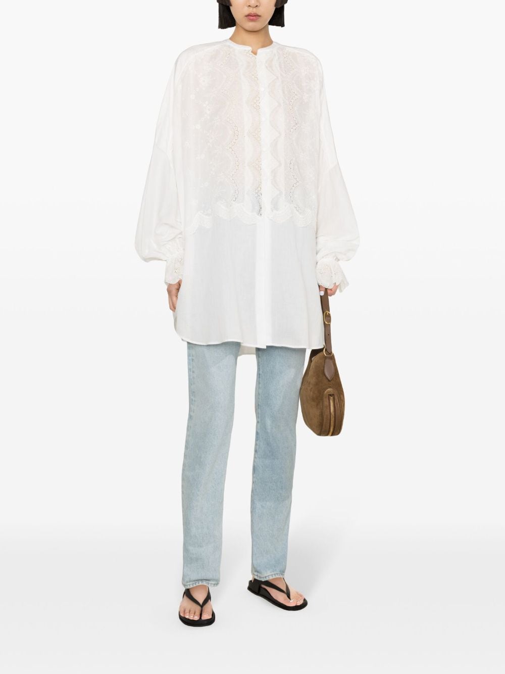 Ermanno Scervino Katoenen blouse met geborduurd kant - Wit