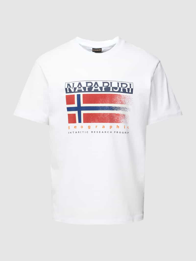 Napapijri T-shirt met label- en statementprint, model 'S-Kreis'