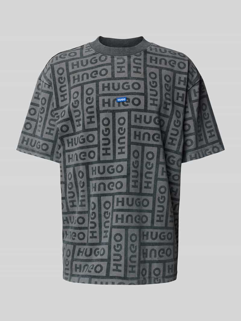 Hugo Blue NU NIEUW bij P&C*: T-shirt met all-over labelprint, model 'Nidane'