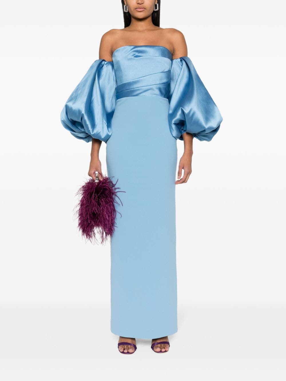 Solace London Carmen crepe maxi dress - Blauw