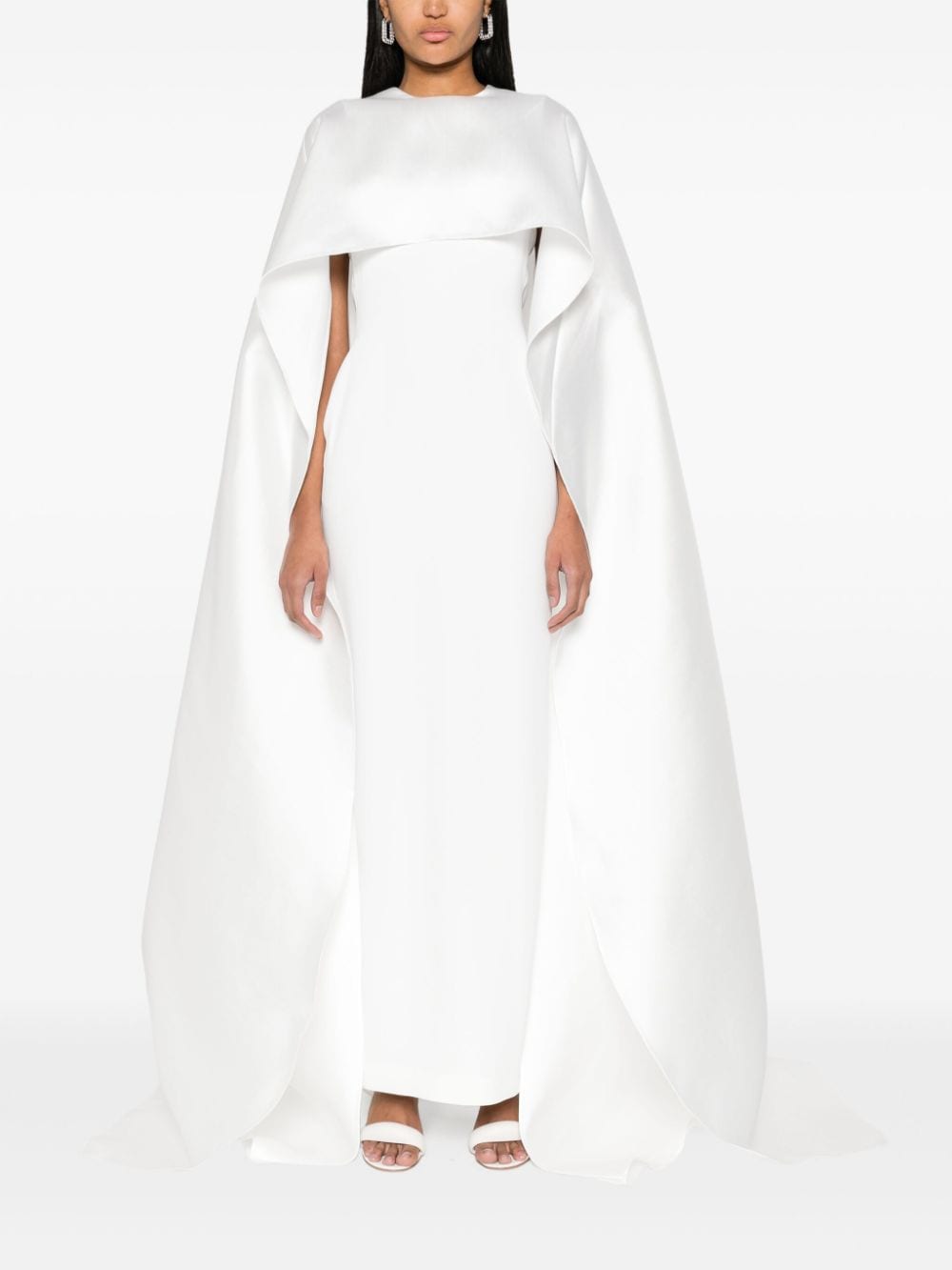 Solace London cape-layer maxi dress - Wit
