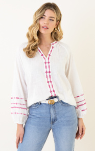 The Musthaves Cotton Embroidery Blouse Fuchsia