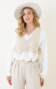 The Musthaves Crochet Overlay Top Limited Beige