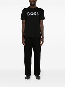 BOSS Katoenen T-shirt met logoprint - Zwart