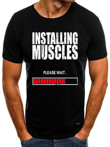 Shirtbude installing muscles sport fitness print tshirt
