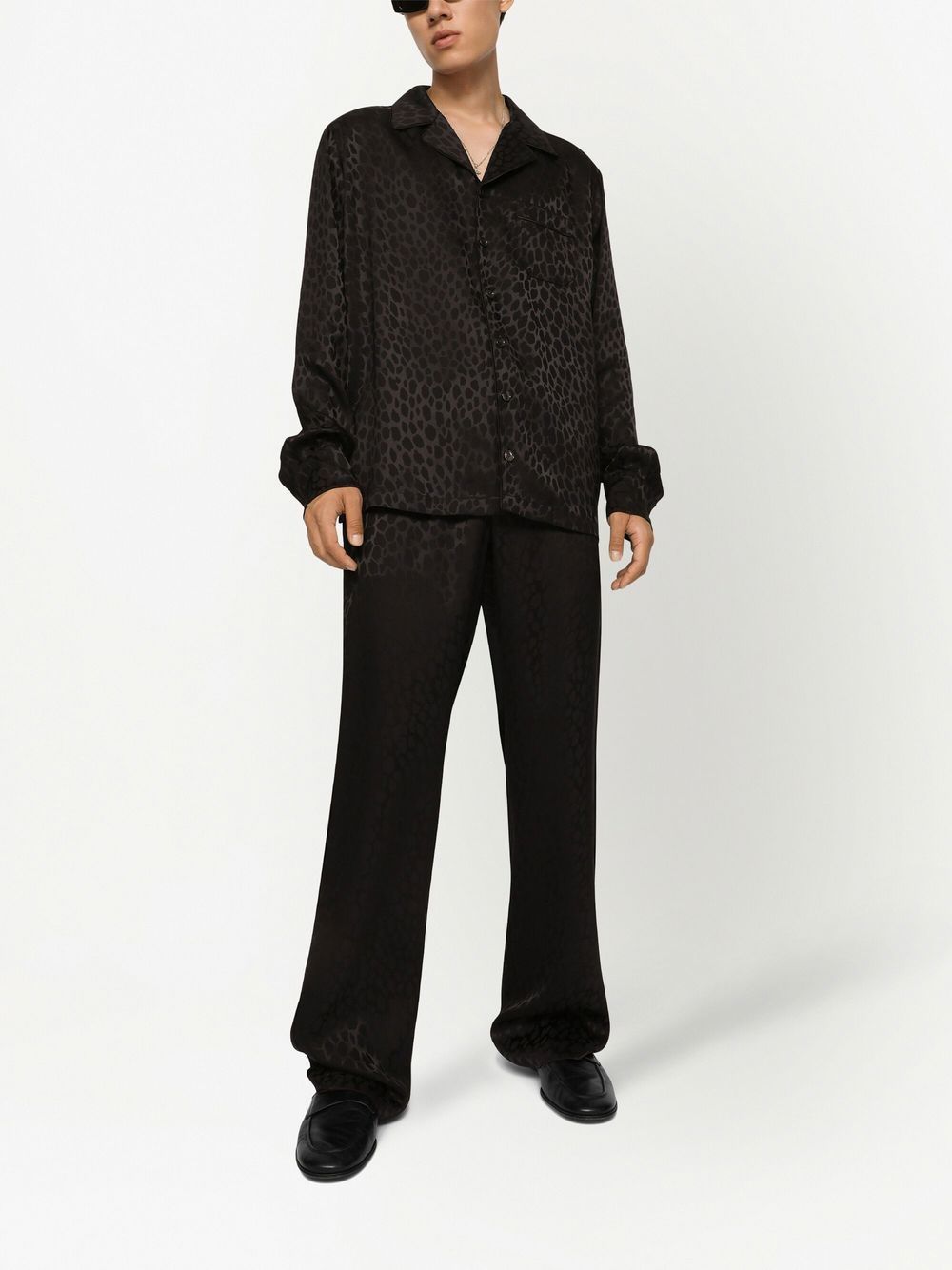 Dolce & Gabbana Zijden overhemd met jacquard - Zwart