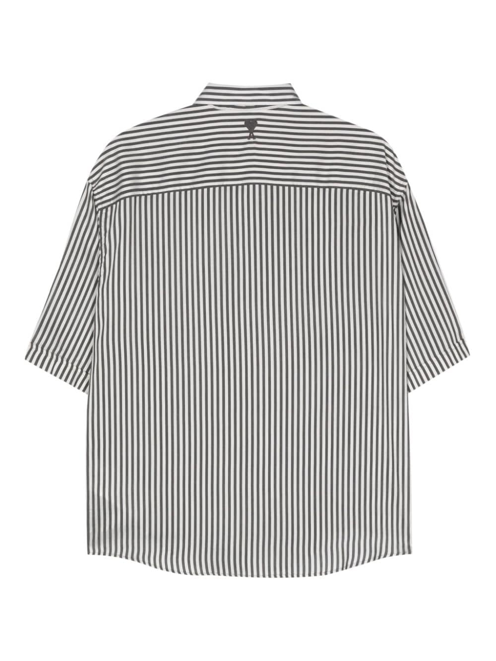 AMI Paris striped bowling shirt - Zwart