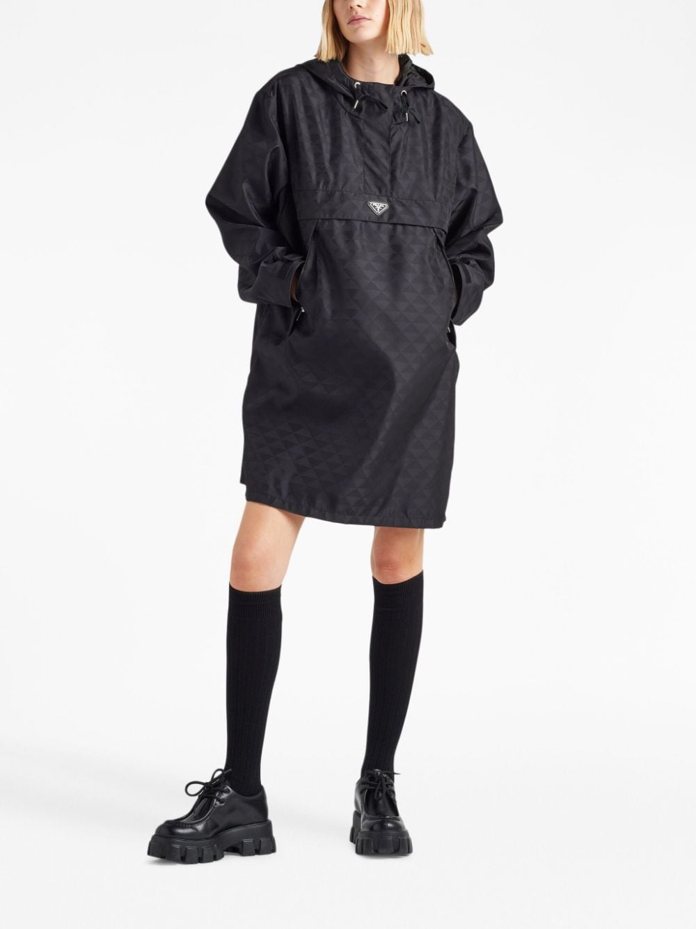 Prada Printed nylon raincoat - Zwart