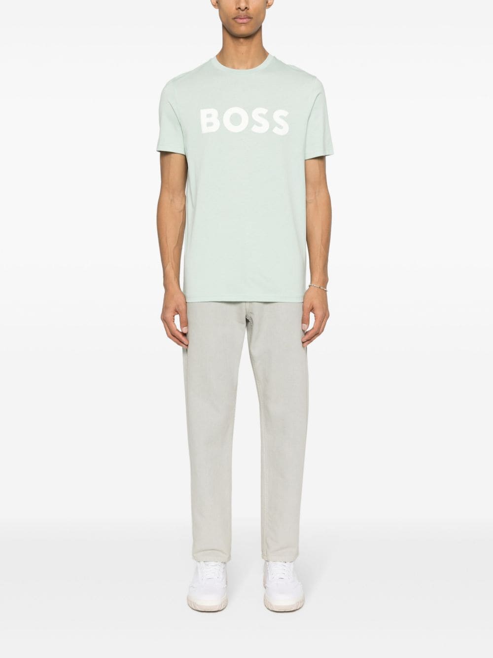 BOSS logo-rubberised cotton T-shirt - Groen