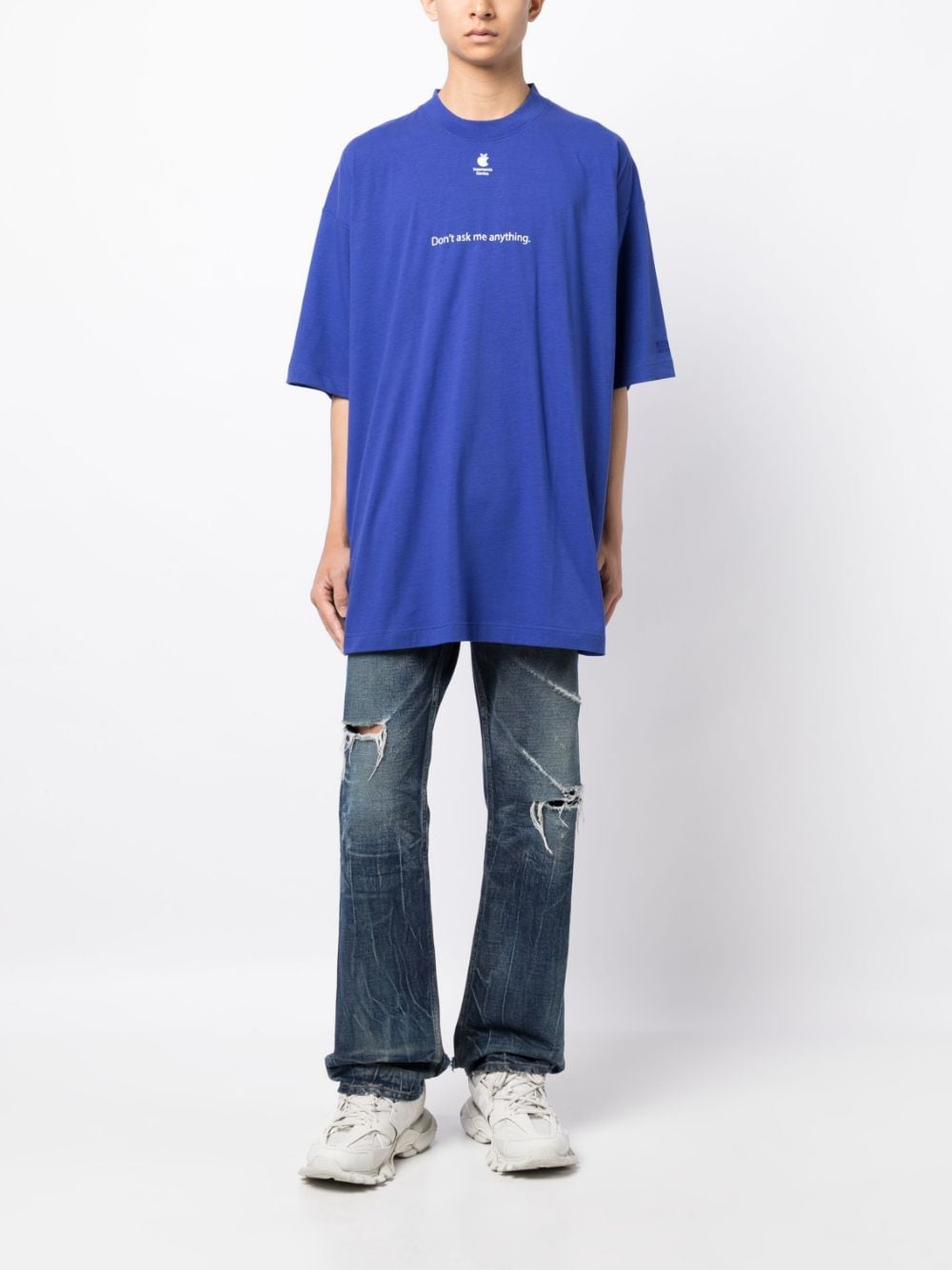 VETEMENTS x Apple T-shirt met tekst - Blauw
