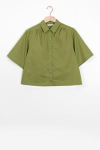 Sissy-Boy Groene Boxy Blouse Met Korte Mouwen