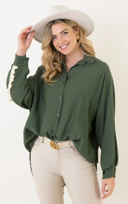 The Musthaves Fringe Oversized Blouse Cardigan Army