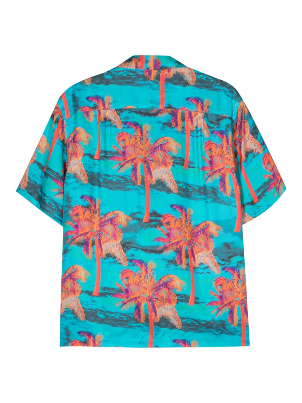 Diesel Bmowt-Adrian palm-tree print shirt - Blauw