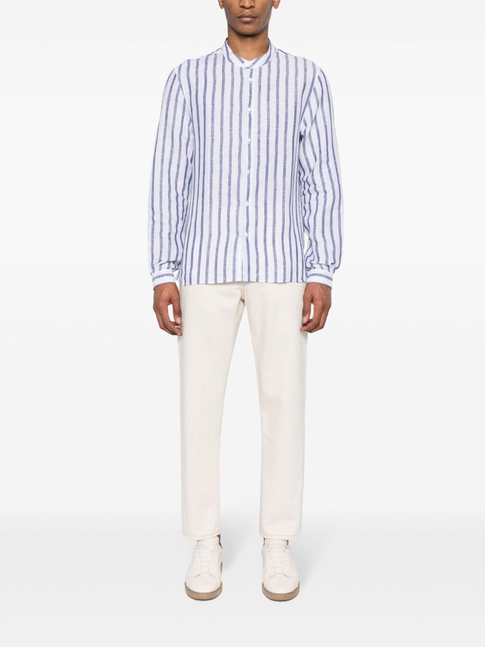 Brunello Cucinelli striped linen shirt - Wit