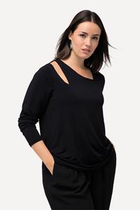 Ulla Popken Longsleeve Shirt Cut-Out asymmetrischer Ausschnitt Langarm
