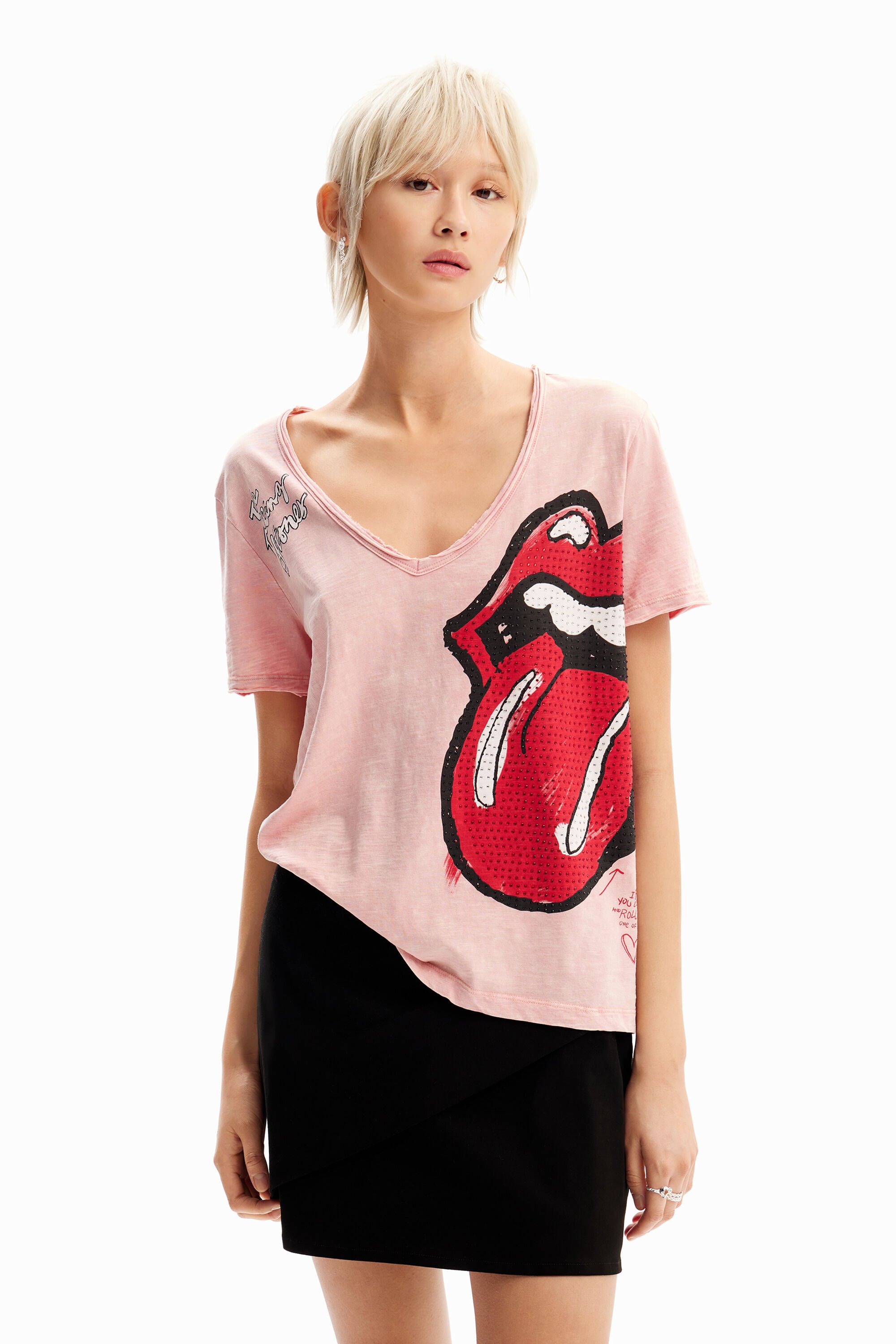 Desigual T-shirt stras The Rolling Stones - RED