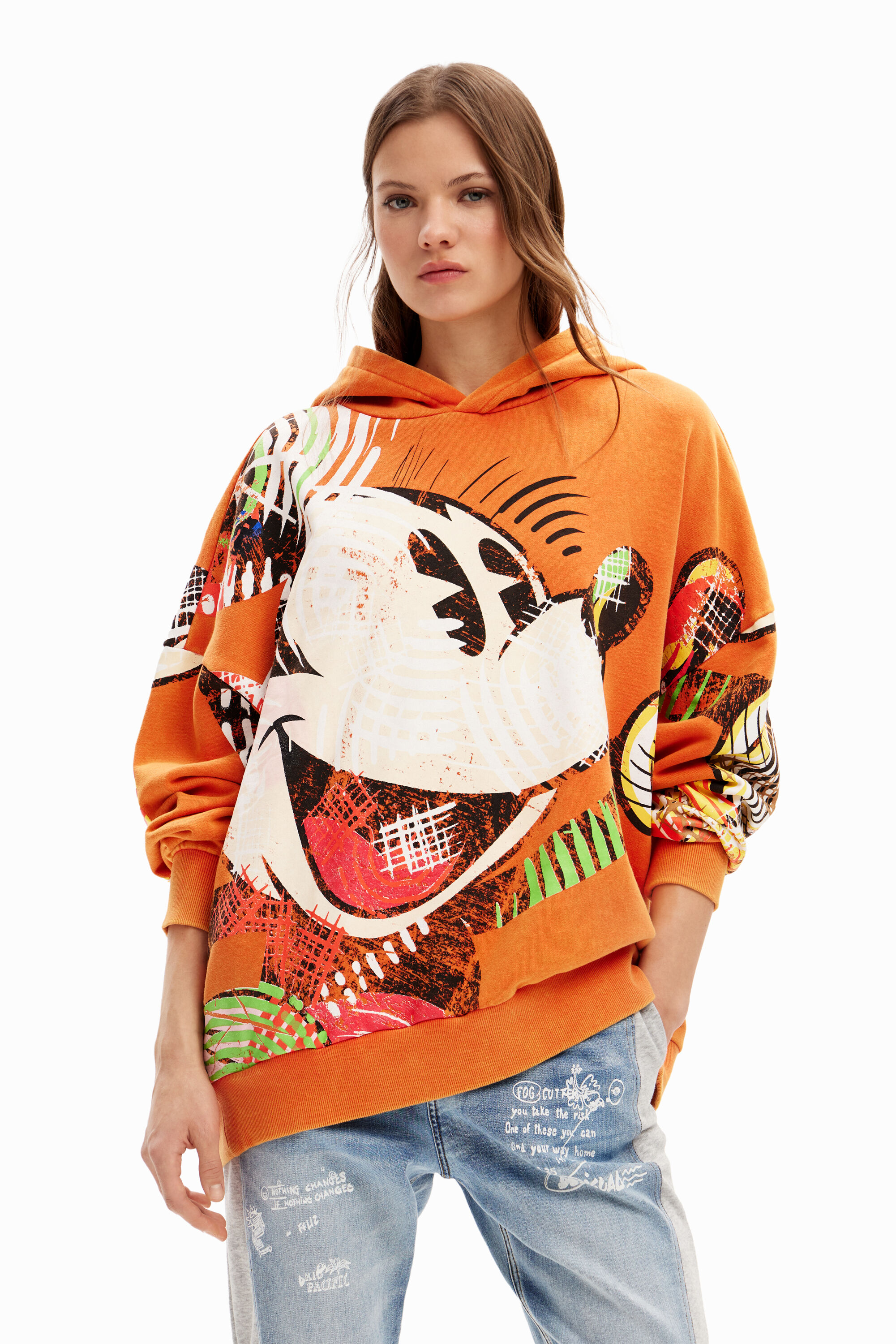 Desigual Oversized sweatshirt Mickey Mouse - ORANGE