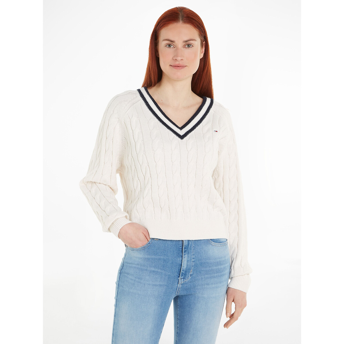 Tommy Jeans V-Ausschnitt-Pullover "TJW V-NECK CABLE SWEATER"