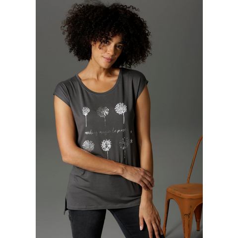 Aniston CASUAL T-shirt met een frontprint, gedeeltelijk glinsterende folieprint
