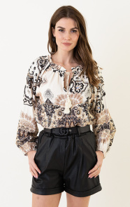 The Musthaves Loose Fit Detailed Blouse Zwart