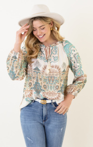 The Musthaves Loose Fit Detailed Blouse Turqoise