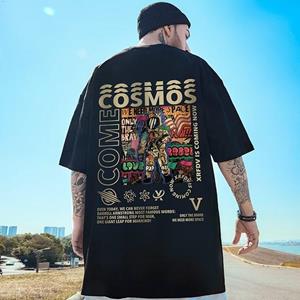 Custer Men Clothes Mall Groot formaat T-shirt met korte mouwen Herenmodemerk Zomer Losse halve mouw Eenvoudig bedrukt