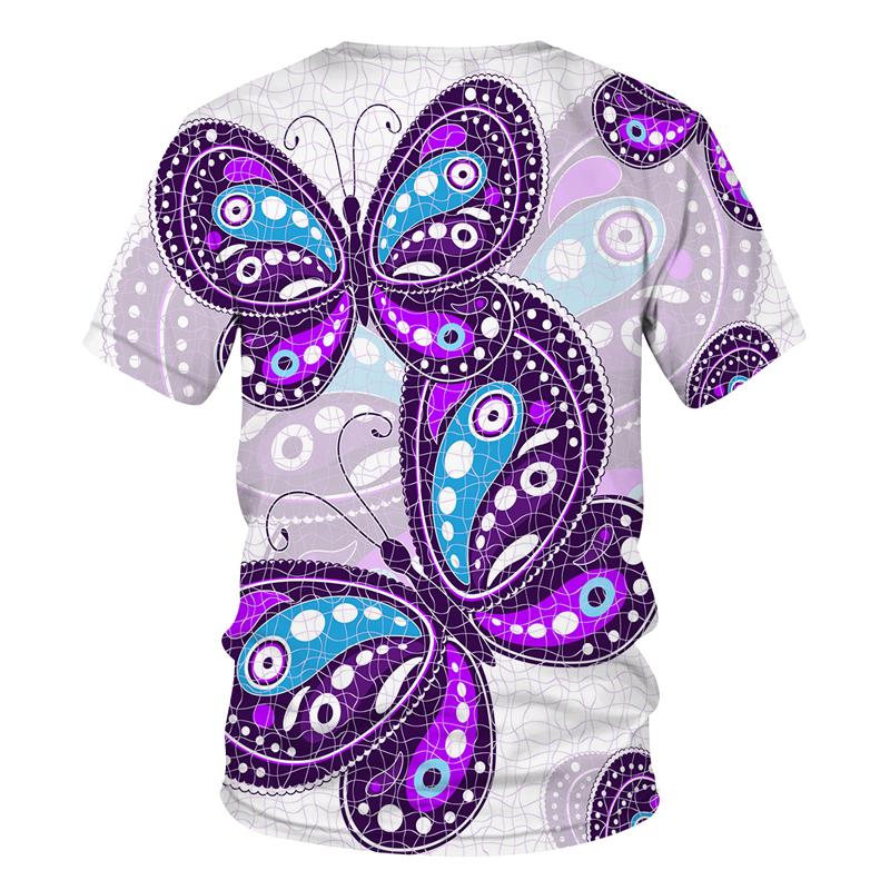 Exclusive 3D T-shirt Summer Autumn Spring New Casual Street Fashion T-shirt Men's Short Sleeve Loose T-shirt Butterfly 3D Printing Slim Fit Round Neck T-shirt