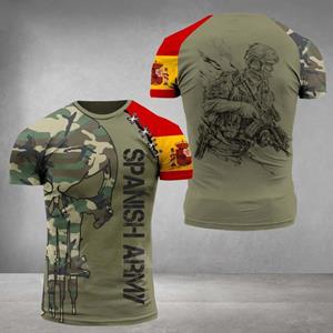 ETST 03 Spaanse Vlag Grafische Heren T-shirt Losse Casual Korte Mouwen Tees Oversized T-shirt Spaanse Veteranen Tops Camouflage Kleding Xl