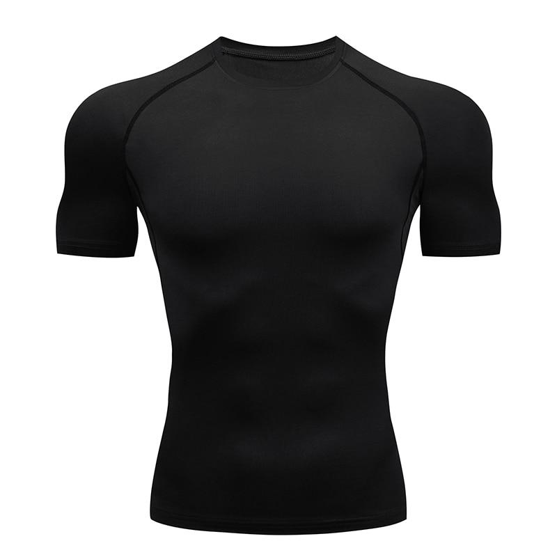 Jun Lin NO.1 Men Running Compression T-shirt Short Sleeve Sport Tees Gym Fitness Sweatshirt Male Jogging Tracksuit Homme Athletic Shirt Tops