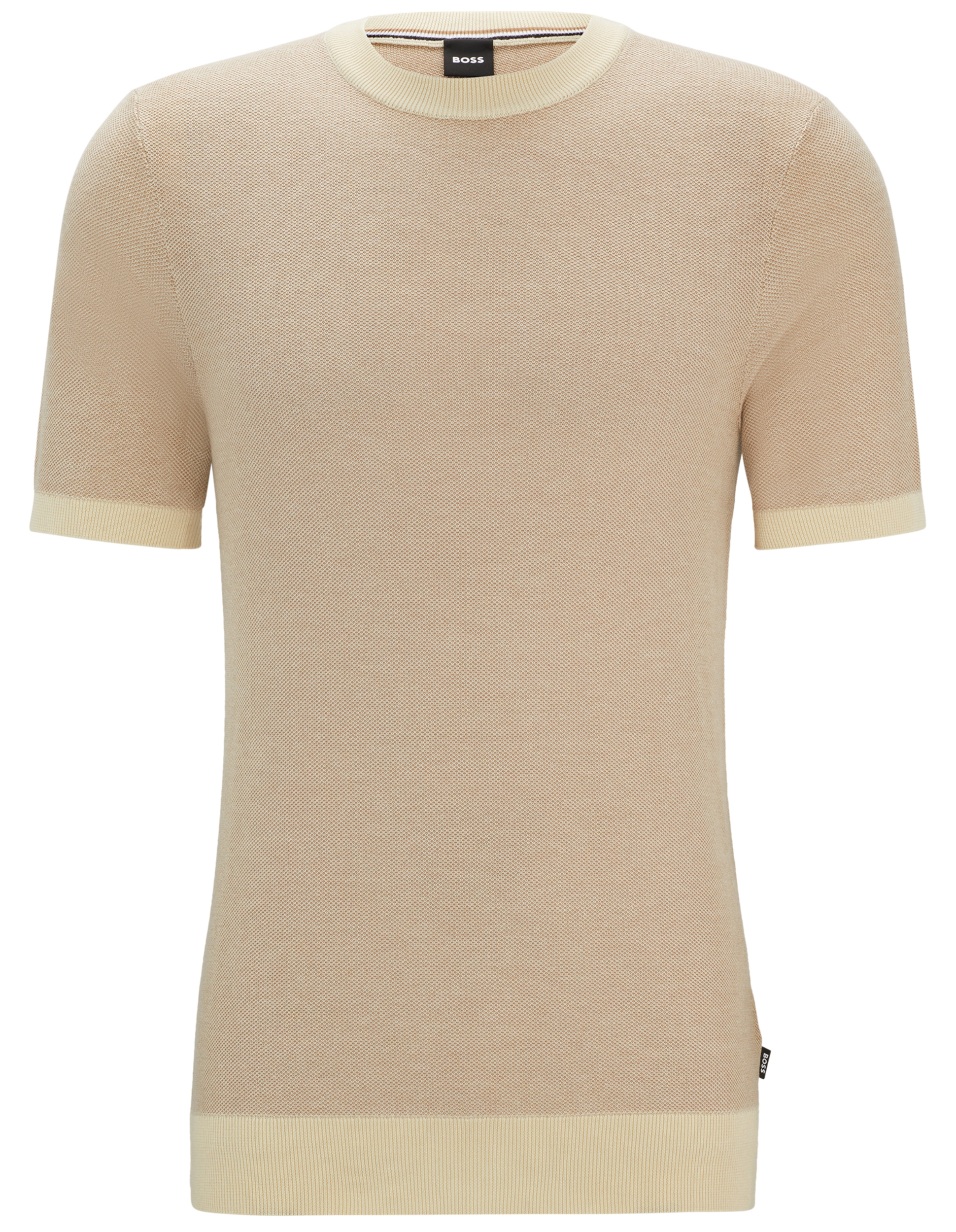 BOSS T-Shirt Kurzarm Strick Shirt mit filigraner Struktur