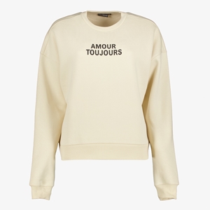 TwoDay dames sweater beige met tekstopdruk