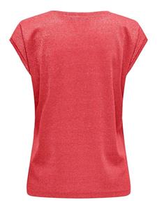 Only Onlsilvery S/s V Neck Lurex Top Jrs: