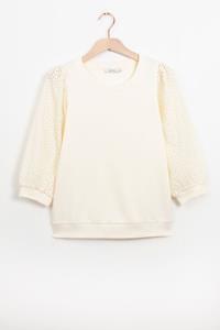 Sissy-Boy Wit Sweatshirt Met Broderie Anglaise