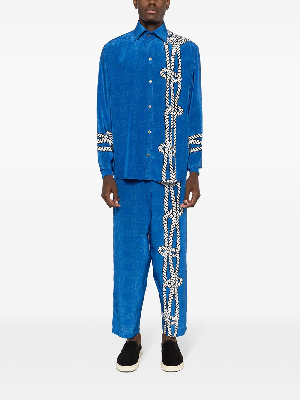 Amir Slama x Mahaslama zijde-satijenen overhemd met geknoopte print - Blauw