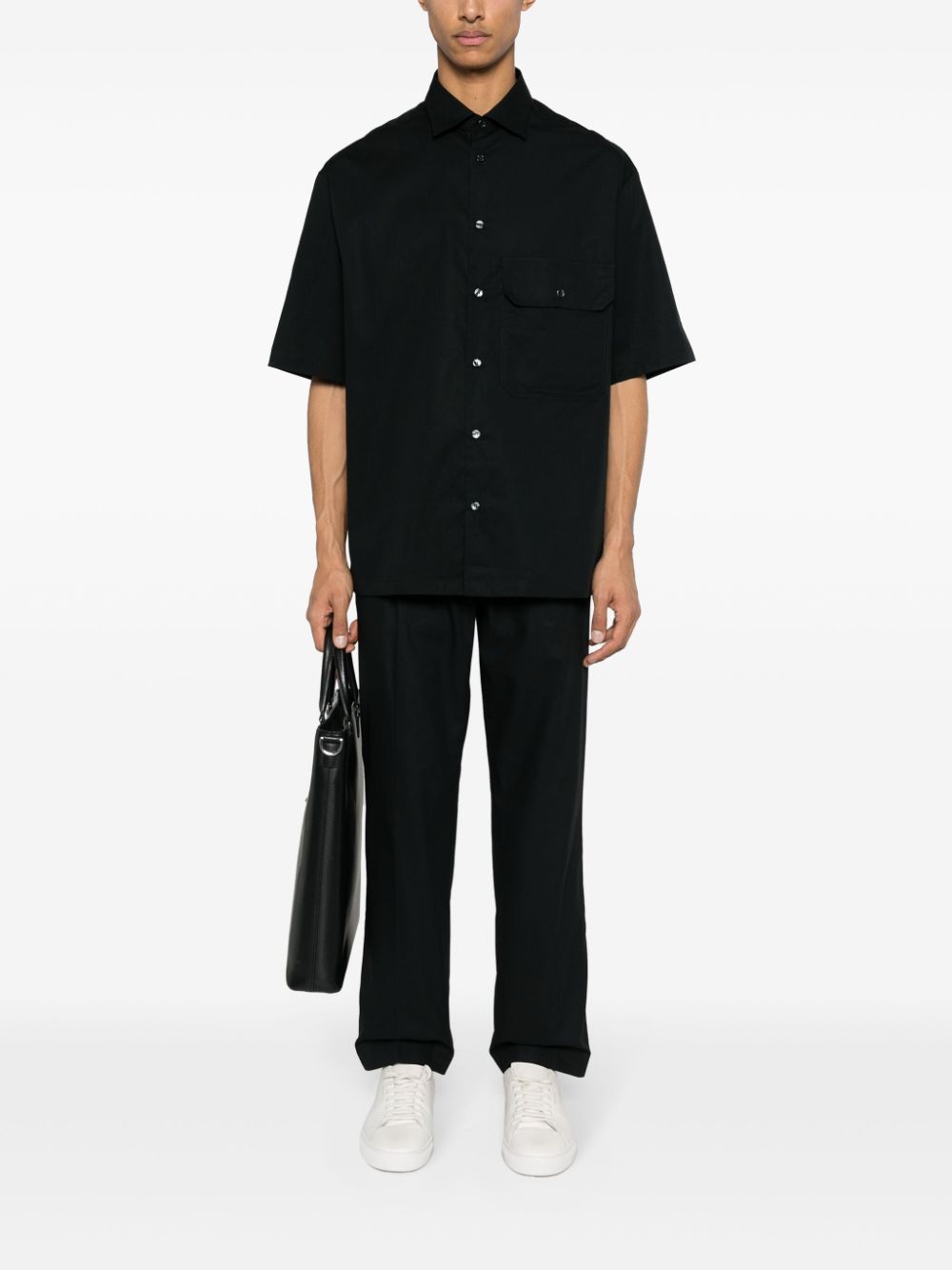 Emporio Armani Overhemd met gespreide kraag - Zwart