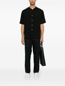 Emporio Armani Kraagloos lyocell overhemd - Zwart