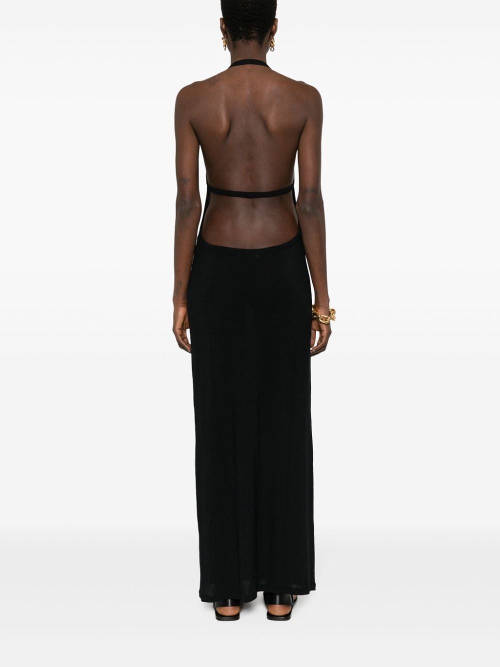 Saint Laurent Maxi-jurk met halternek - Zwart