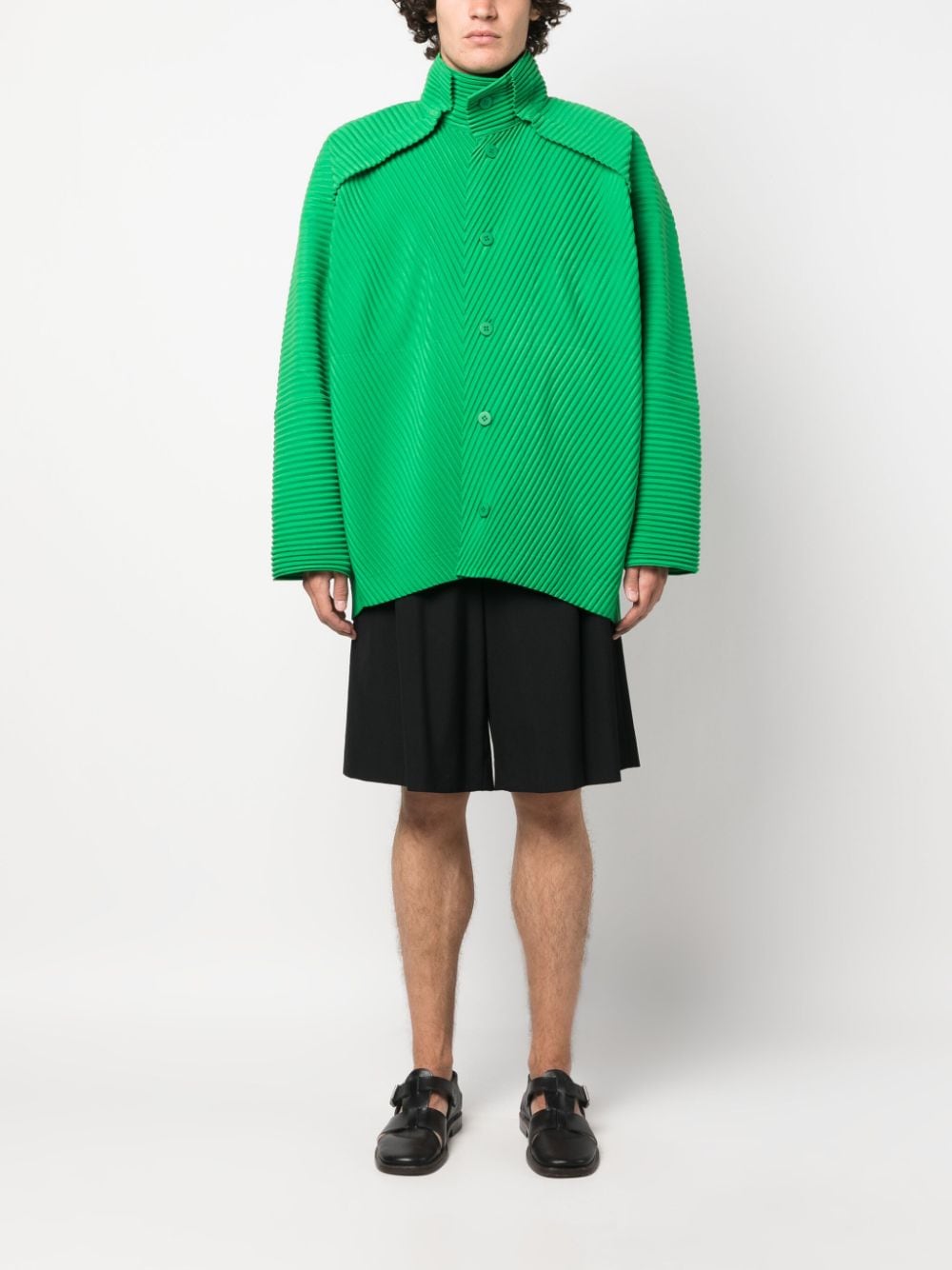 Homme Plissé Issey Miyake Geplooid overhemd - Groen