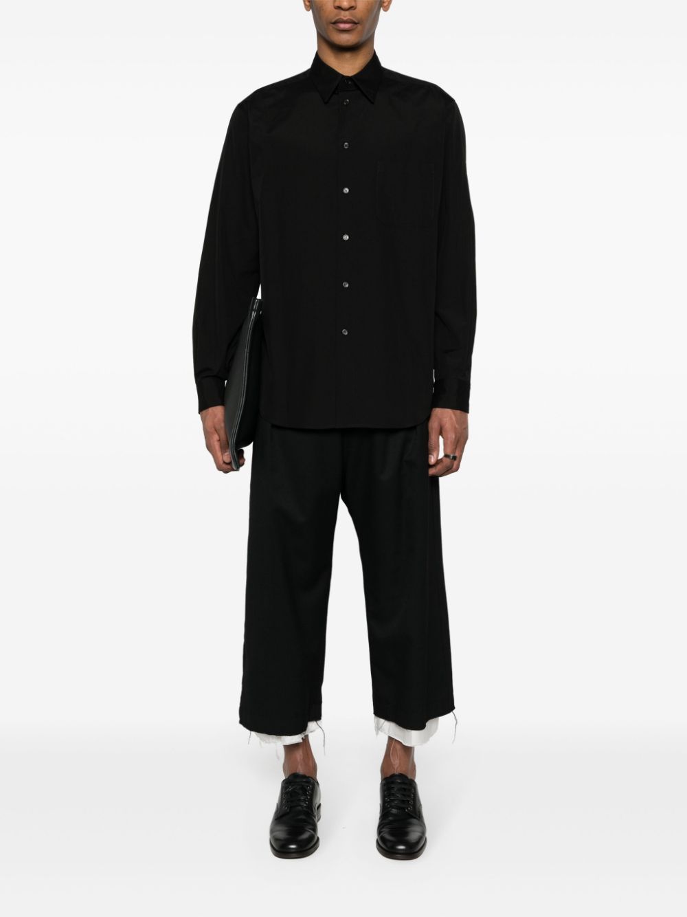 Yohji Yamamoto Katoenen popeline overhemd - Zwart