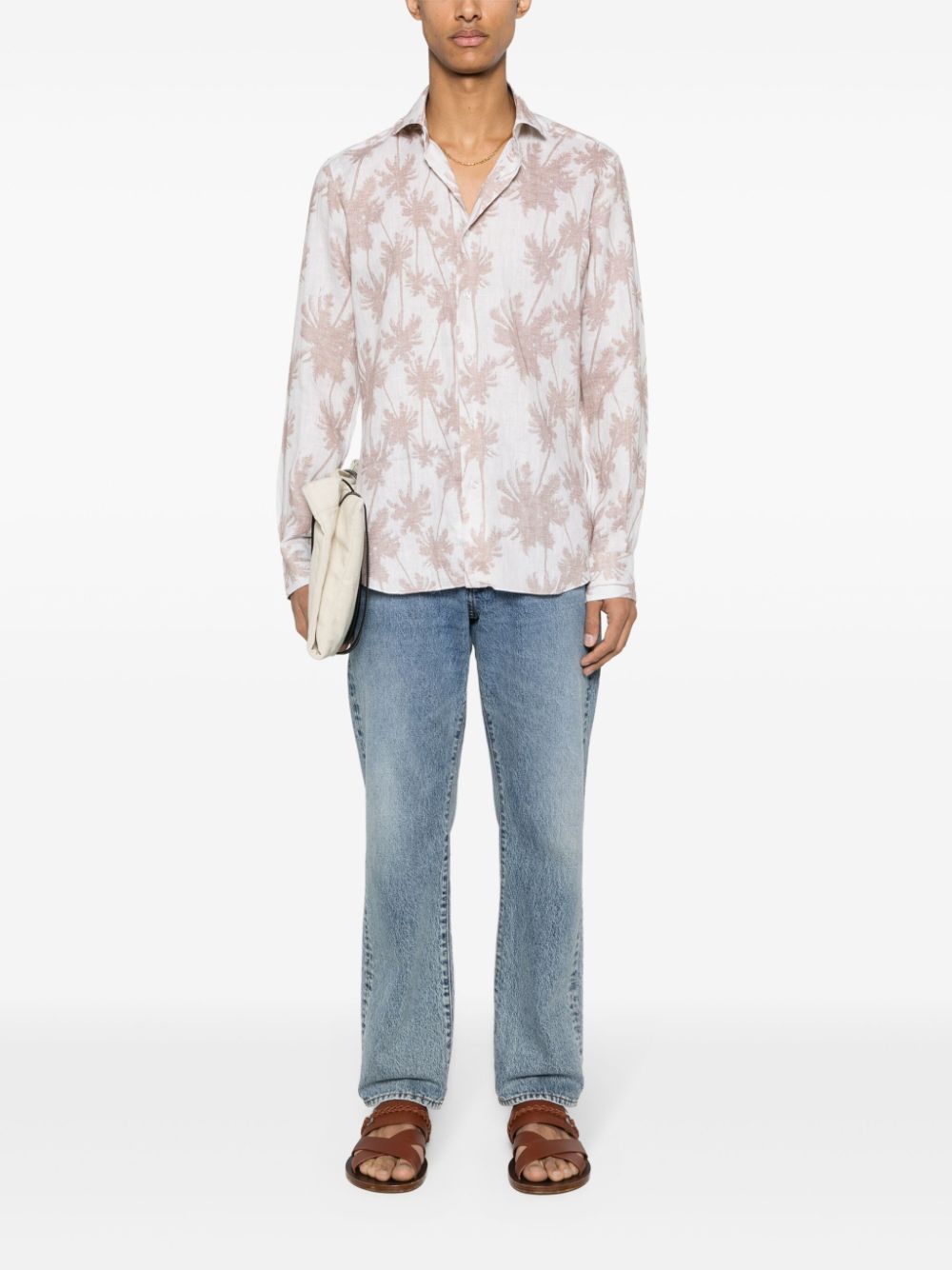 Barba Overhemd met palmprint - Beige