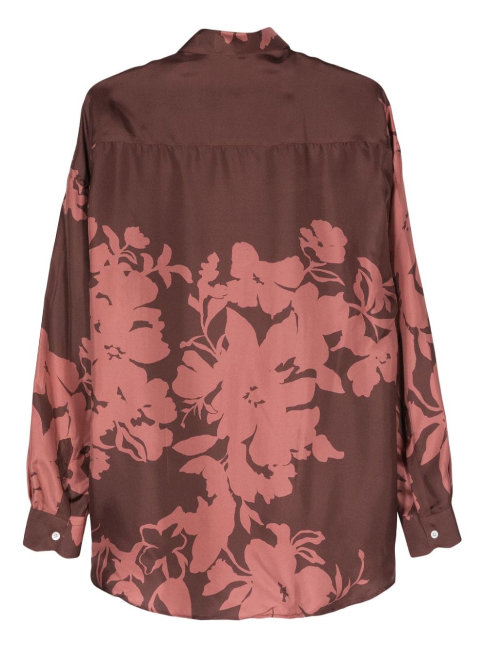 Costumein Valentino zijden overhemd met bloemenprint - Bruin